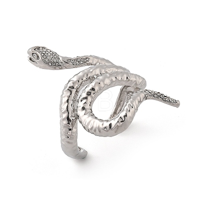 Snake Alloy Open Cuff Bangles for Women BJEW-A027-02P-1