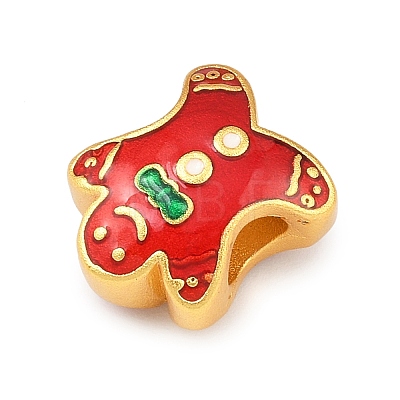 Christams Brass Enamel European Beads KK-F922-03C-G-1