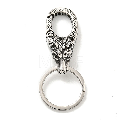 Tibetan Style 316 Surgical Stainless Steel Fittings with 304 Stainless Steel Key Ring FIND-Q101-09AS-05-1