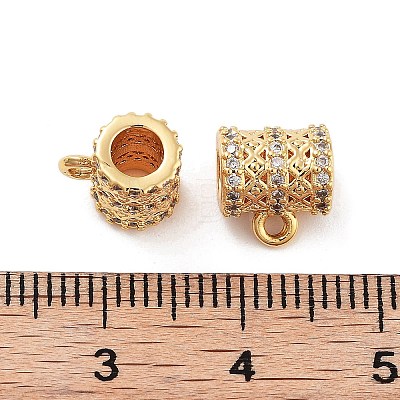 Brass Micro Pave Clear Cubic Zirconia Tube Bails KK-S394-06C-1