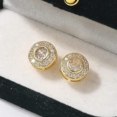 Brass Micro Pave Clear Cubic Zirconia Stud Earrings EJEW-Q015-10G-1