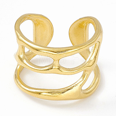 Ion Plating(IP) 304 Stainless Steel Wide Hollow Open Cuff Ring for Women LS-RJEW-G275-02G-1