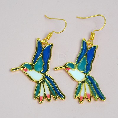 Alloy Enamel Bird Dangle Earrings for Women WGBA97F-01-1