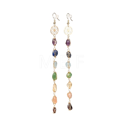 Natural Gemstone Nuggets Beads Dangle Earrings EJEW-JE04667-1