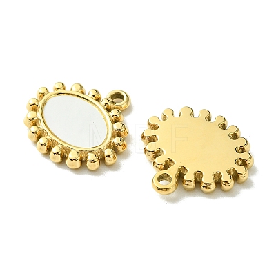 Ion Plating(IP) 304 Stainless Steel Pave Shell Oval Charms FIND-Z028-25G-1