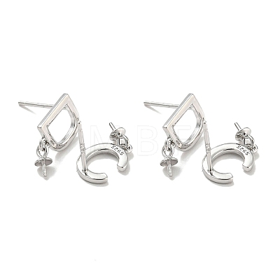 Rhodium Plated 925 Sterling Silver Stud Earring Findings STER-Q192-18P-1