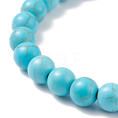 Synthetic Turquoise Round Beaded Stretch Bracelet BJEW-JB08218-1