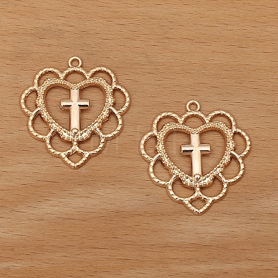 Hollow Heart Cross Alloy  Pendants PW-WGAFC42-03-1