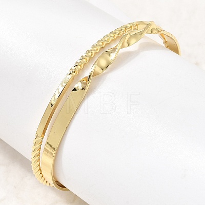 Brass Double Line Textured Cuff Bangles for Women KK-CBACA61-03G-1