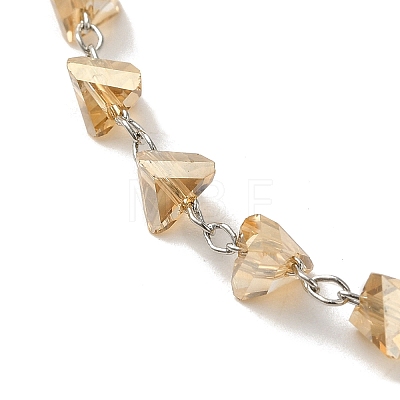 Triangle Glass Link Chain Bracelets BJEW-L685-02P-1