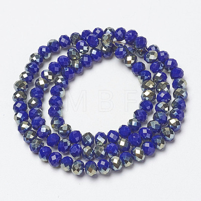 Electroplate Opaque Solid Color Glass Beads Strands EGLA-A034-P4mm-K11-1