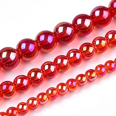 Electroplate Transparent Glass Beads Strands GLAA-T032-T6mm-AB09-1