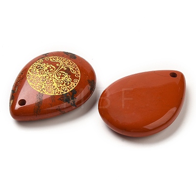 Natural Red Jasper Drop Pendants G-C158-01H-1