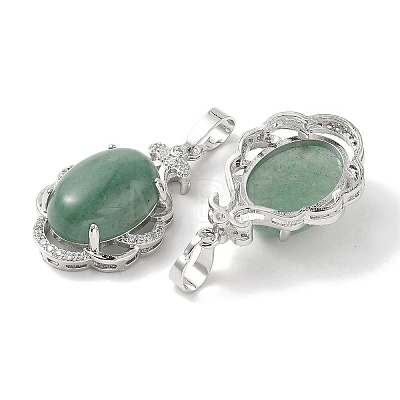 Natural Green Aventurine Oval Pendants G-NH0025-15P-29-1