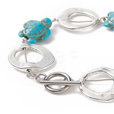 Synthetic Turquoise(Dyed) Turtle Link Bracelets BJEW-JB09195-01-1