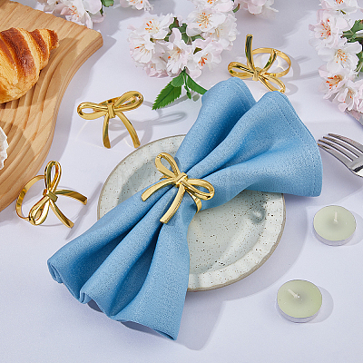 Zinc Alloy Bowknot Napkin Rings AJEW-WH0077-212G-1
