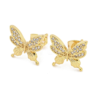 Brass Micro Pave Cubic Zirconia Ear Studs EJEW-P261-23C-G-1