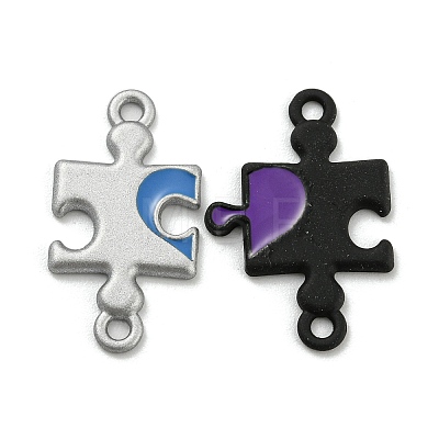 Spray Painted Alloy Couple Puzzle Connector Charms PALLOY-K018-03-1