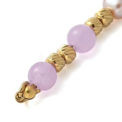 Natural Purple Ang & Plastic Imitation Pearl Round Beaded Connector Charms/Links STAS-L277-11G-04-1