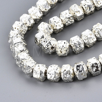 Electroplated Natural Lava Rock Beads Strands G-T114-64S-1