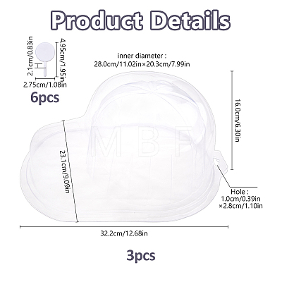 3Pcs Plastic Half Hat Stay Baseball Cap Holder AJEW-FH0009-30-1