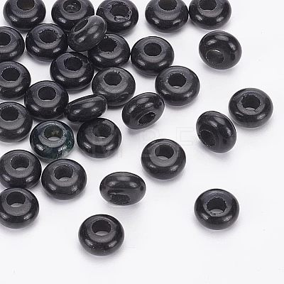  Natural Black Stone European Large Hole Beads G-NB0003-72B-02-1