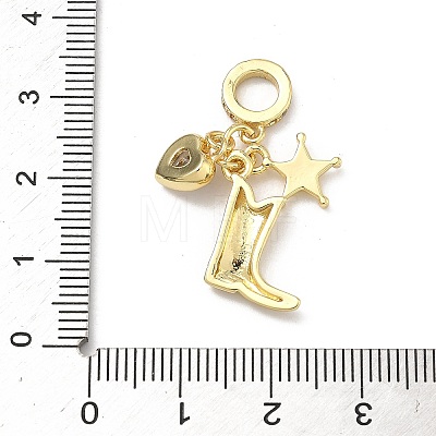Brass Pave Clear Cubic Zirconia European Dangle Charms KK-P345-44G-1