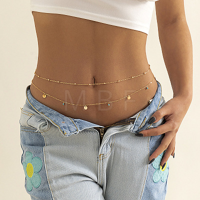 Alloy Double Layer Link Chain Tassel Belly Chains WG10755-14-1