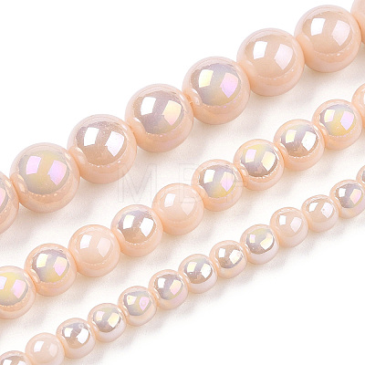 Electroplate Opaque Glass Beads Strands GLAA-T032-P10mm-AB09-1