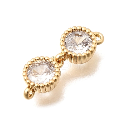 Brass Pave Cubic Zirconia Connector Charms KK-N289-26G-05-1
