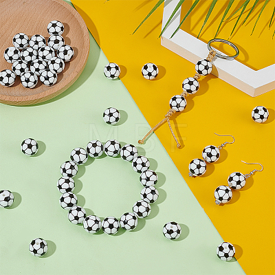40Pcs Printed Round Silicone Focal Beads SIL-OC0001-24E-1