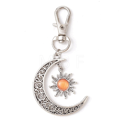 Moon & Sun Alloy Pendant Decorations HJEW-JM01596-02-1