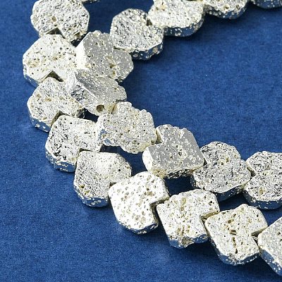 Electroplated Natural Lava Rock Beads Strands G-H303-A09-S01-1