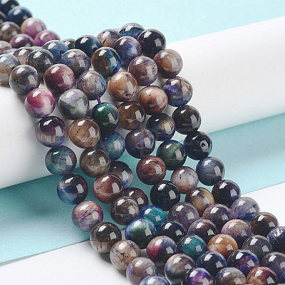 Natural Rainbow Tiger Eye Beads Strands G-NH0002-A01-A02-1