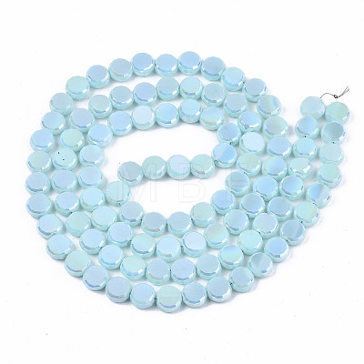 Electroplate Opaque Solid Color Glass Beads Strands EGLA-T020-07F-1