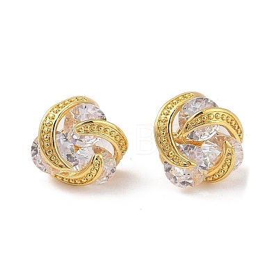 Rack Plating Brass Micro Pave Cubic Zirconia Stud Earrings EJEW-I304-04G-1