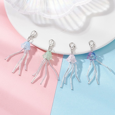 Jellyfish Lampwork & Glass Pendant Decorations HJEW-JM04590-1
