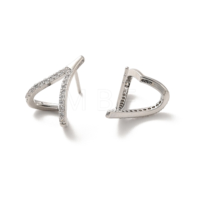 Clear Cubic Zirconia Twist Heart Stud Earrings EJEW-K093-17P-1
