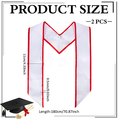 2Pcs Satin Graduation Sash Honor Stole Scarf for Men Women AJEW-MA0001-38A-1