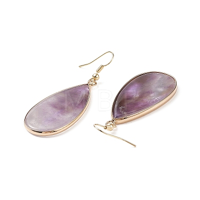 Natural Amethyst Teardrop Dangle Earrings EJEW-G331-01G-02-1