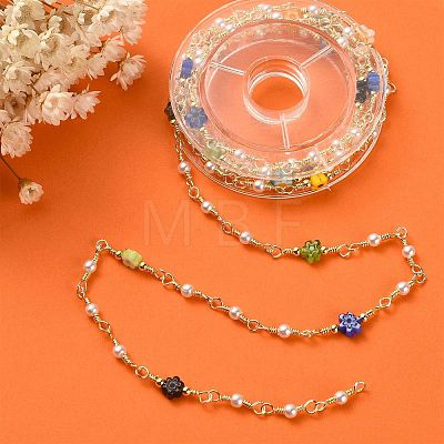 Glass Pearl & Flower Beaded Chains CHC-CJ0001-69-1