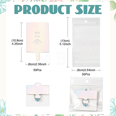 50Pcs Rectangle Foldable Paper Jewelry Display Cards for Rings CDIS-FS0001-31D-1