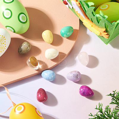 10Pcs Natural & Synthetic Gemstone Egg Display Decorations G-TA0003-43-1