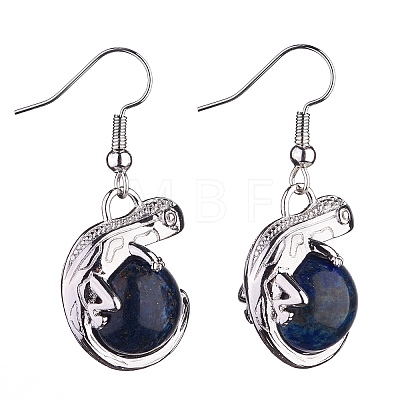 Gemstone Chameleon Dangle Earrings with Crystal Rhinestone EJEW-A092-10P-1