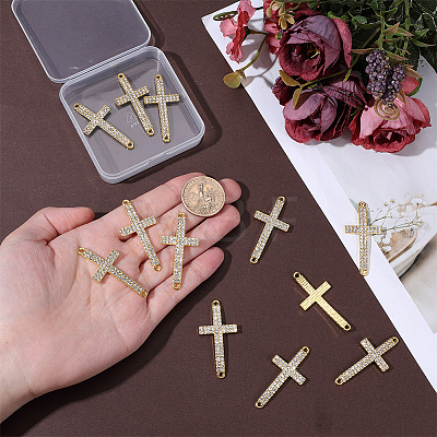 12Pcs Religion Alloy Crystal Rhinestone Connector Charms FIND-PH0038-15G-1