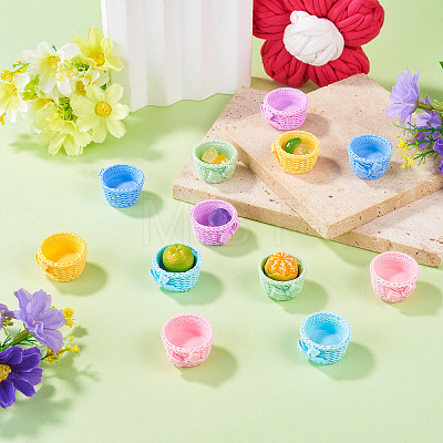 12Pcs 6 Colors Resin Basket Mini Model AJEW-TA0005-85-1