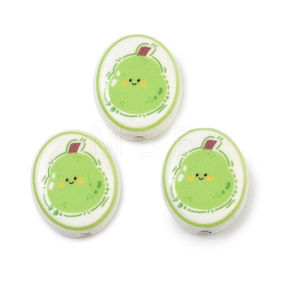 Printed Handmade Porcelain Beads PORC-B009-01F-1
