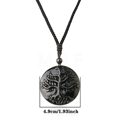 Natural Obsidian Pendant Necklace for Men PW-WG33725-05-1