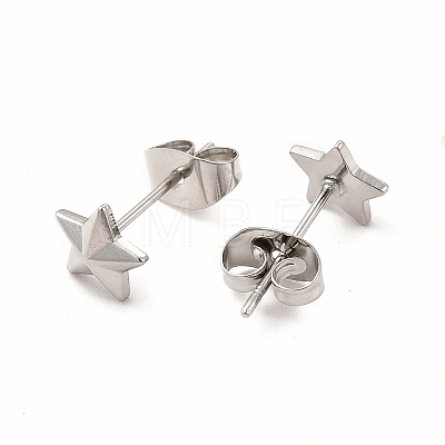 304 Stainless Steel Star Stud Earrings for Women EJEW-C004-08P-1