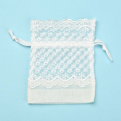 Organza Gift Bags with Lace OP-R034-10x14-04-1